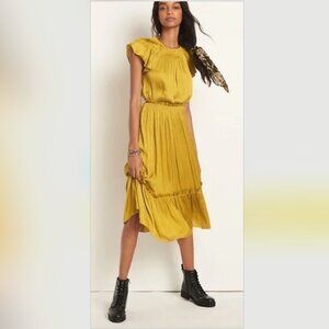 Anthropologie Current Air Dodie Flutter-Sleeved Midi Dress